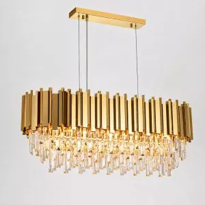 Đèn chùm phale, thiết kế thả ngang, khung kim loại si vàng đồng phối thẻ phale trắng DC-183