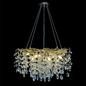Đèn chùm phale, thiết kế hình tròn, kiểu lá cây, hạt phale trong cao cấp DC-1078
