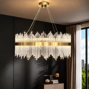 Đèn chùm phale, thiết kế vòng tròn, ống thủy tinh trắng DC-203