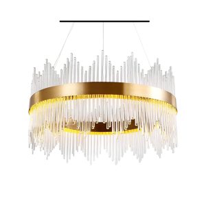 Đèn chùm phale, thiết kế vòng tròn, ống thủy tinh trắng DC-203