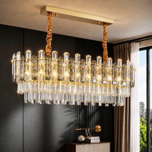 Đèn chùm phòng khách bàn ăn kiểu ngang, thẻ phale phối màu khói DC-1056