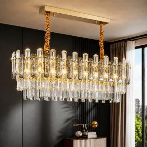 Đèn chùm phòng khách bàn ăn kiểu ngang, thẻ phale phối màu khói DC-1056