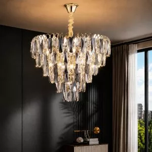Đèn chùm phale, thiết kế kiểu tròn, thẻ phale K9 màu khói cao cấp DC-1073