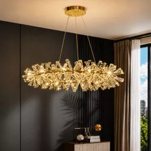 Đèn chùm phale, thiết kế vòng hoa tròn, thẻ phale trắng cao cấp DC-1035