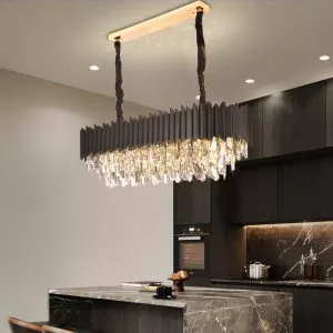 Đèn chùm phòng khách-bàn ăn kiểu ngang, thẻ phale khói phối kim loại DC-1060