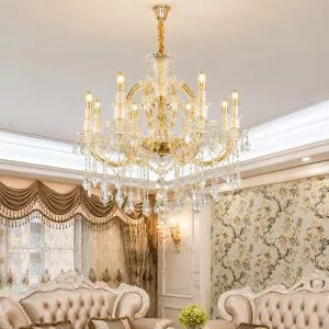 Đèn chùm phòng khách, phong cách Ý, phale trắng phối vàng cao cấp DC-1107