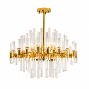 Đèn chùm hiện đại, thiết kế hình tròn, ổng thủy tinh trong DC-1044