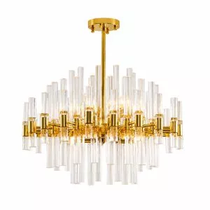 Đèn chùm hiện đại, thiết kế hình tròn, ổng thủy tinh trong DC-1044