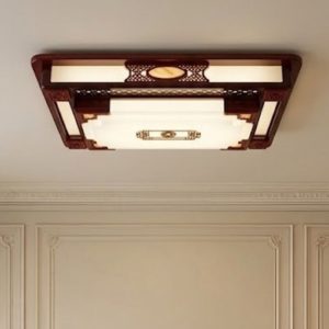 Đèn ốp trần gỗ,mặt mika thiết kế phong cách cổ điển OCD-046