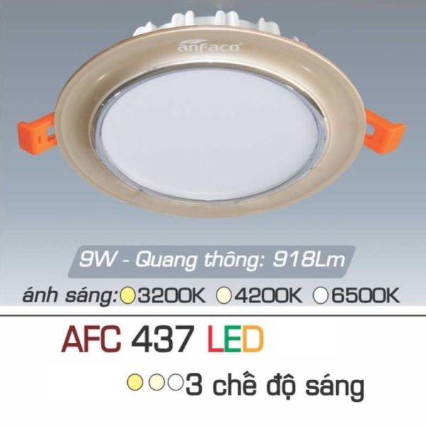 Đèn downlight âm trần 3 chế độ cao cấp, mặt lồi, viền màu kem - Anfaco AFC437