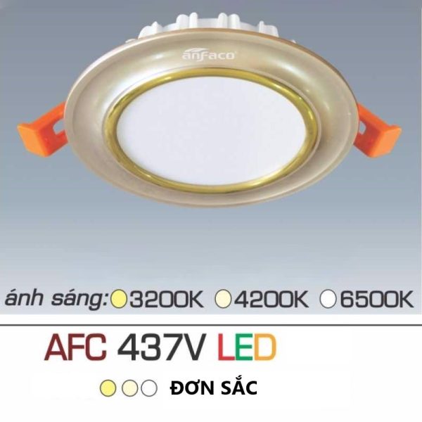 Đèn downlight âm trần 3 chế độ cao cấp, mặt lồi, viền màu vàng kem - Anfaco AFC437V