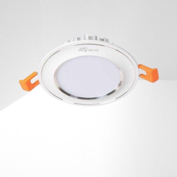 Đèn downlight âm trần đơn sắc cao cấp, mặt lồi, viền màu bạc - Anfaco AFC433