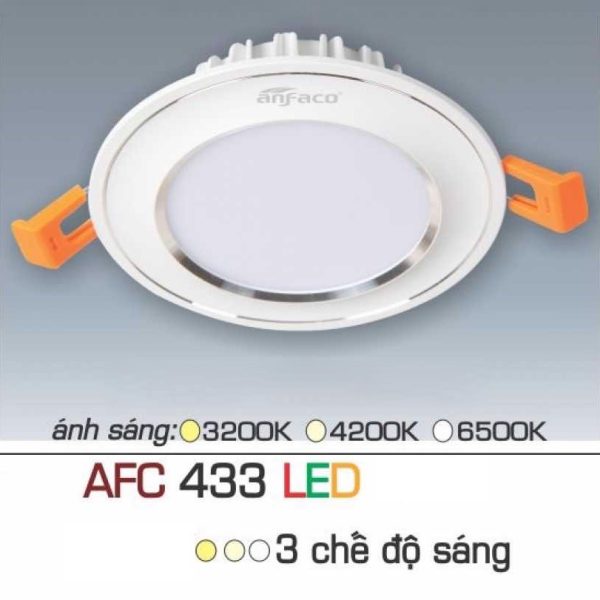 Đèn downlight âm trần đơn sắc cao cấp, mặt lồi, viền màu bạc - Anfaco AFC433