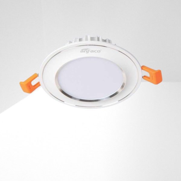 Đèn downlight âm trần đơn sắc cao cấp, mặt lồi, viền màu bạc - Anfaco AFC433