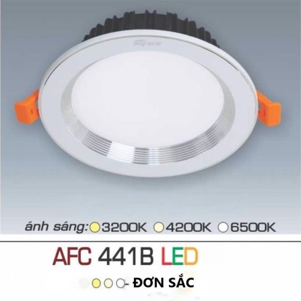 Đèn downlight âm trần đơn sắc, mặt lỏm, viền bạc cao cấp - Anfaco AFC441B