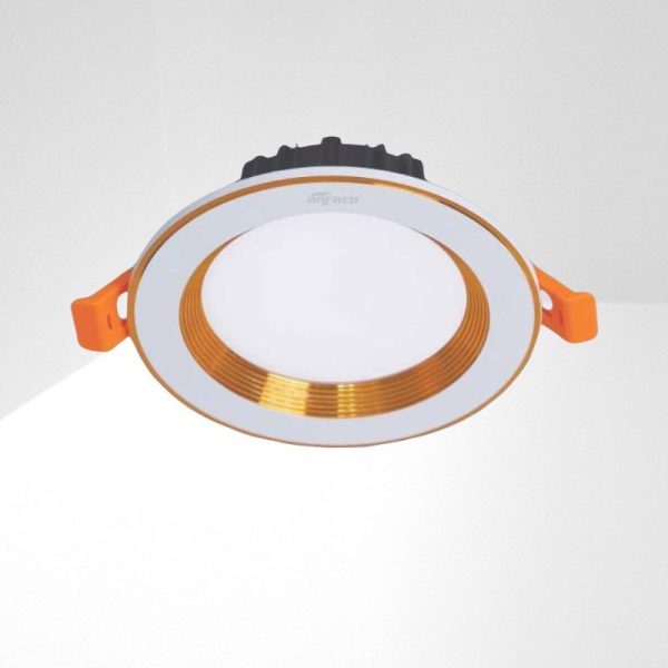 Đèn downlight âm trần đơn sắc, mặt lỏm, viền vàng cao cấp - Anfaco AFC441V