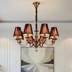 Đèn chùm phòng khách-bàn ăn, chao vải, phong cách vintage DC-2018