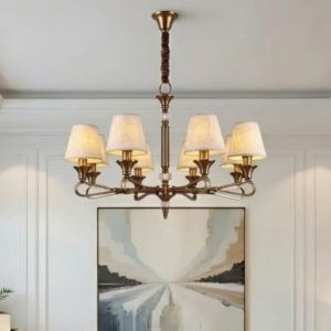 Đèn chùm phòng khách-bàn ăn, chao vải, phong cách vintage DC-2020