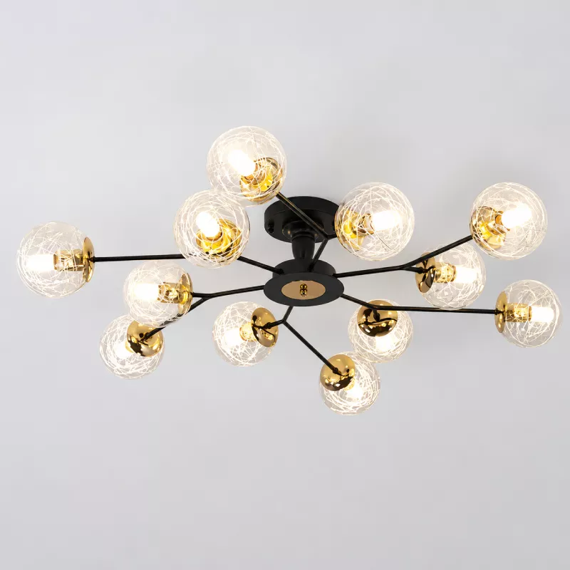Đèn gắn trần phòng khách-bàn ăn hiện đại, chao thủy tinh DT-67 - Hình ảnh 4