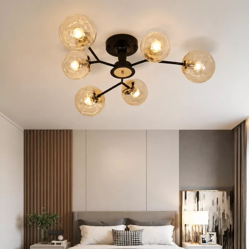 Đèn gắn trần phòng khách-bàn ăn hiện đại, chao thủy tinh DT-67 - Hình ảnh 6