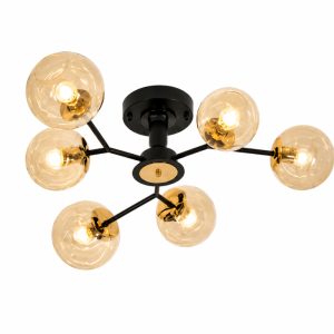 Đèn gắn trần phòng khách-bàn ăn hiện đại, chao thủy tinh DT-67