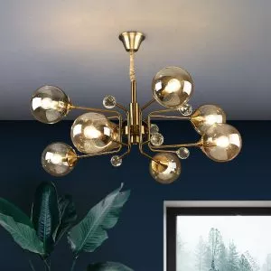 Đèn gắn trần phòng khách-bàn ăn, kiểu Bắc Âu, chao thủy tinh màu DT-79