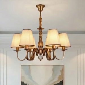 Đèn chùm phòng khách-bàn ăn,chao vải, phong cách vintage DC-2012