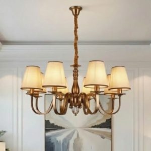 Đèn chùm phòng khách-bàn ăn,chao vải, phong cách vintage DC-2012