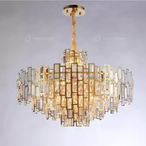 Đèn chùm phale, thiết kế kiểu tròn, thẻ phale trong phối kim loại si vàng đồng DC-1041