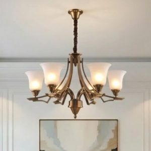 Đèn chùm phòng khách-bàn ăn, phong cách vintage-chao sứ DC-2013