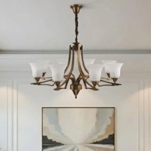 Đèn chùm phòng khách-bàn ăn, phong cách vintage-chao sứ DC-2013