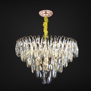 Đèn chùm phale cao cấp, thiết kế tròn, phale hình lá phối màu khói DC-1049