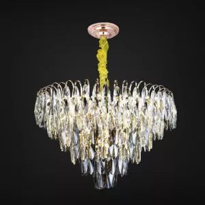 Đèn chùm phale cao cấp, thiết kế tròn, phale hình lá phối màu khói DC-1049