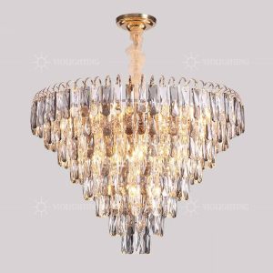 Đèn chùm phale, thiết kế kiểu tròn, thẻ phale K9 màu khói cao cấp DC-1073