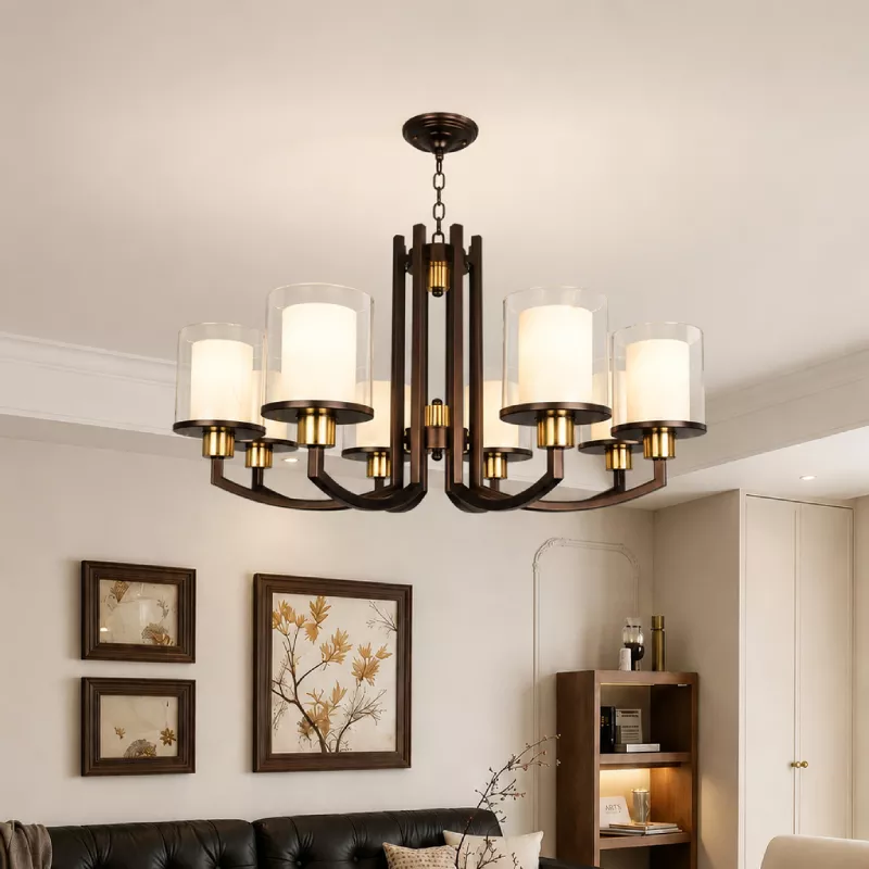 Đèn gắn trần phòng khách, bán cổ điển, màu nâu giả cổ DC-100