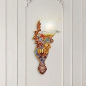 Đèn gắn tường cổ điển, chao thủy tinh cao cấp VCD-459