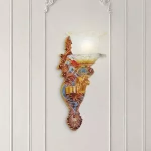 Đèn gắn tường cổ điển, chao thủy tinh cao cấp VCD-459