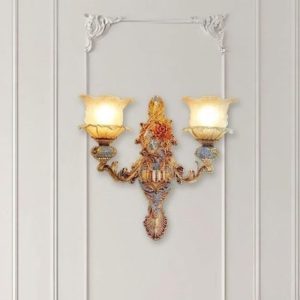 Đèn gắn tường cổ điển, chao thủy tinh cao cấp VCD-459