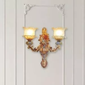 Đèn gắn tường cổ điển, chao thủy tinh cao cấp VCD-459