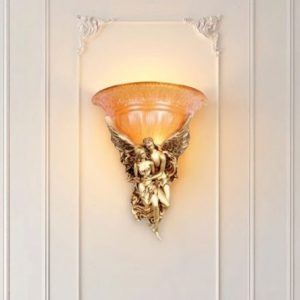 Đèn gắn tường cổ điển, chao thủy tinh vàng VCD-441