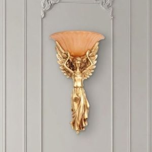 Đèn gắn tường cổ điển, chao thủy tinh vàng VCD-443