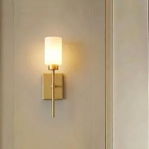 Đèn gắn tường decor, chao thủy tinh đục phối kim loại nghệ thuật VDC-582