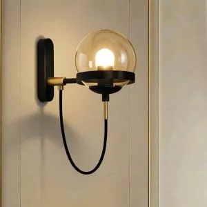 Đèn gắn tường decor, khung kim loại phối chao thủy tinh trong VDC-537