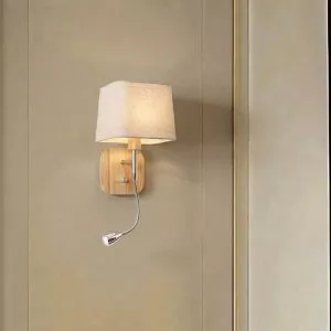 Đèn gắn tường nghệ thuật, chao vải, kèm đèn đọc sách VDC-574