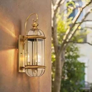 Đèn gắn tường ngoài trời, kim loại đồng phối kính trong VD-104