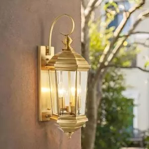 Đèn gắn tường ngoài trời, kim loại đồng phối kính trong VD-120