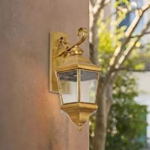 Đèn gắn tường ngoài trời, kim loại đồng phối kính trong VD-128