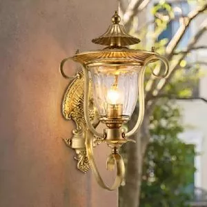 Đèn gắn tường ngoài trời, kim loại đồng phối kính trong VD-139