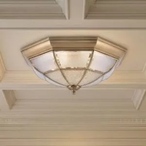 Đèn ốp trần đồng, mặt kính nghệ thuật OCD-003