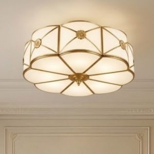 Đèn ốp trần đồng, mặt kính nghệ thuật OCD-005